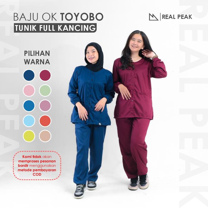Ready [REAL PEAK] Baju OK OKA TUNIK FULL KANCING Lengan Panjang Karet Dokter Petugas medis Perawat