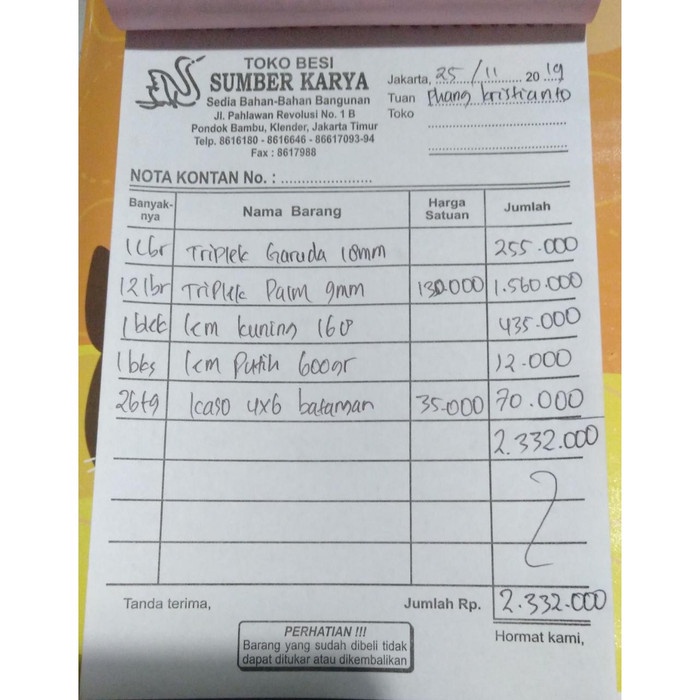 

TERBARU! Nota Phangkristianto 25 November 2019