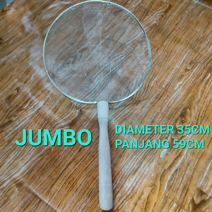 Serokan Penggorengan Gagang Kayu Jumbo/serokan gorengan/saringan
