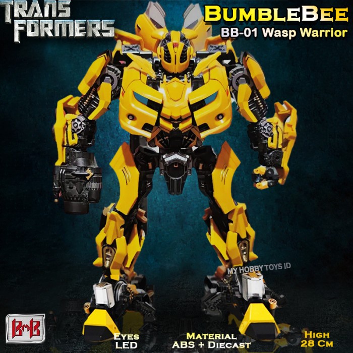 Mainan Action Figure Transformers Bumblebee BB-01 Mode Mobil Eyes LED