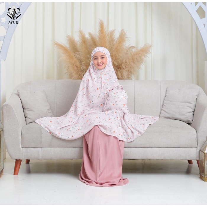 Mukena Anak remaja Tanggung 8 tahun -15 tahun Bunga Salur