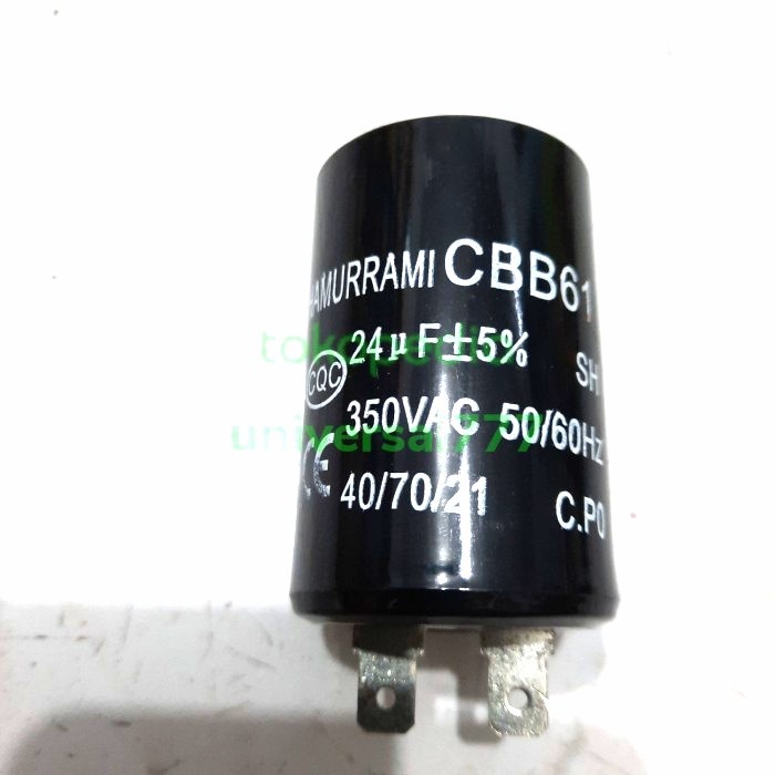 Capasitor Capacitor Kapasitor Genset CBB61 24uf 350VAC Bulat 24 uf