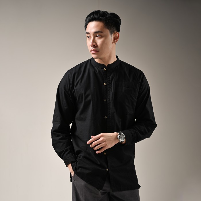 SYAM Black by Kaum Adam - Kemeja koko modern lengan panjang