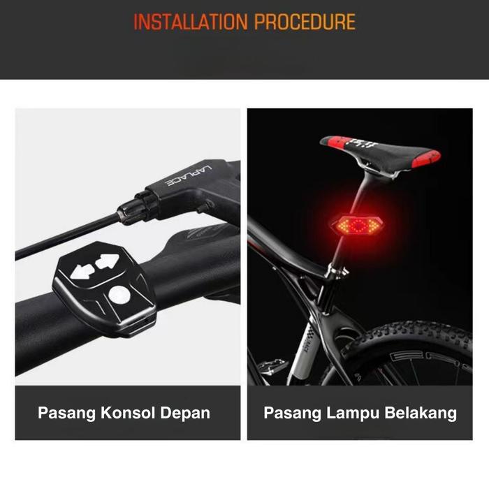 Lampu Belakang Sepeda Nirkabel Usb Recharge Lampu Sein Sepeda Remote Control Peringatan Keselamatan