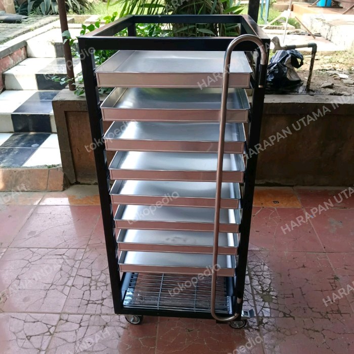 DISKON TROLY RAK LOYANG BAKERY 10 SUSUN/TROLY RAK LOYANG ROTI,DONAT READYY