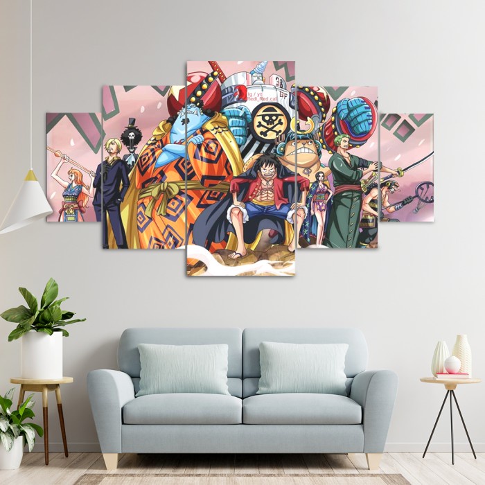 New- Wall Decor Poster Susun Kayu Anime ONE PIECE CREW MUGIWARA