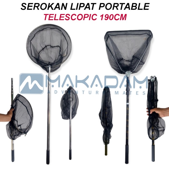 serokan jaring ikan lipat teleskopik portable mancing besar