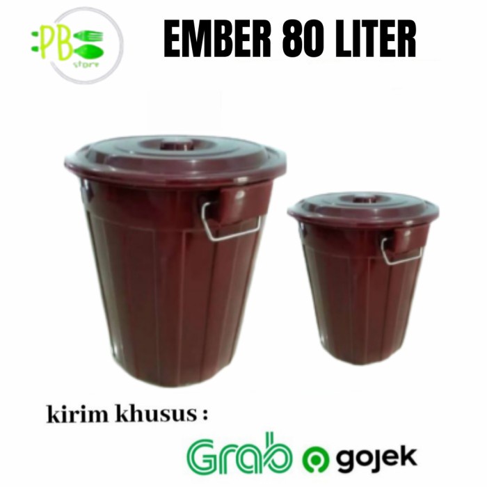 New Ember Plastik Ember 80 Liter Warna Maroon Ember Tutup Jumbo Plastik Berkualitas
