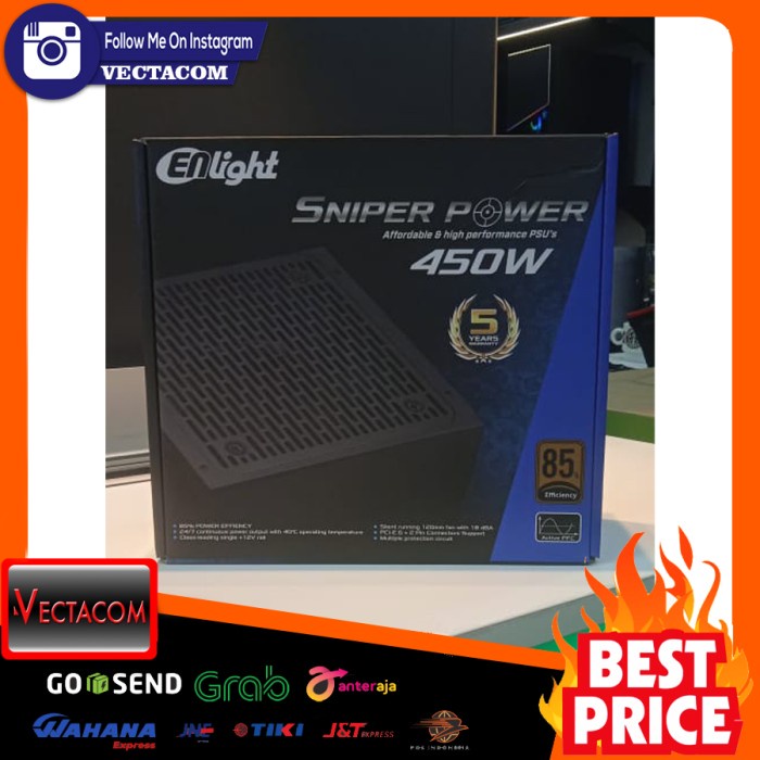Ready PSU 450 Watt Enlight Sniper 450Watt 80+ - Power Supply PC Komputer CPU