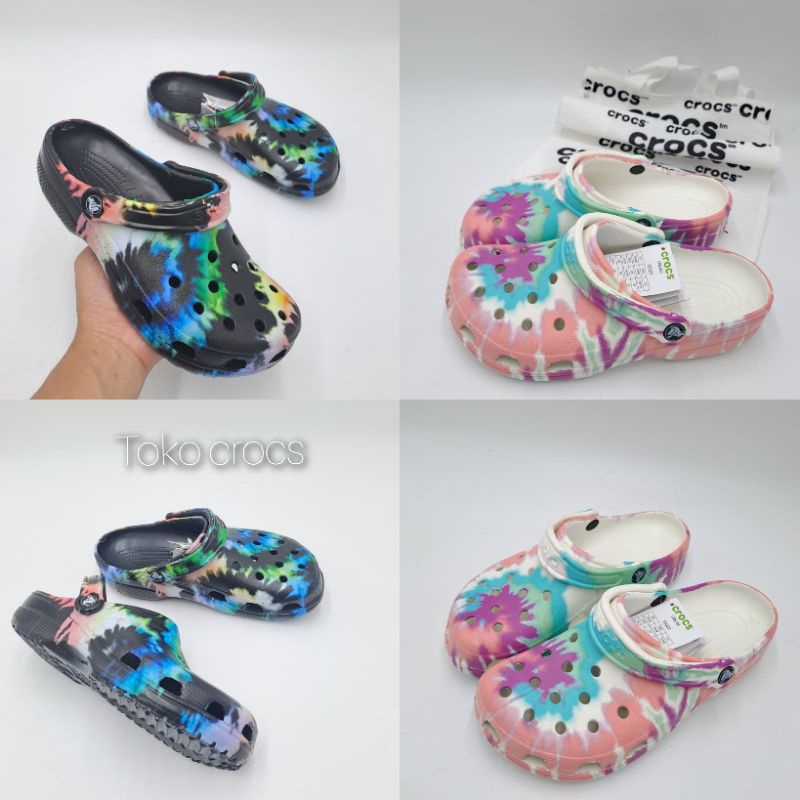Crocs Classic tie-dye graphics clog / Crocs tie dye clog unisex / Crocs classic -JaminanMutu