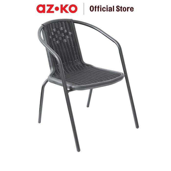 PREMIUM AZKO Soleil Kursi Teras Rotan - Hitam Kursi Santai Bangku Rotan Furnitur Teras Bangku Taman
