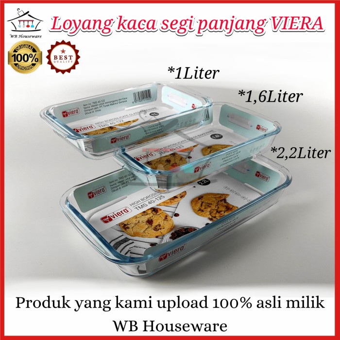 PREMIUM Loyang kaca saji segi panjang viera tahan panas / prasmanan tebal