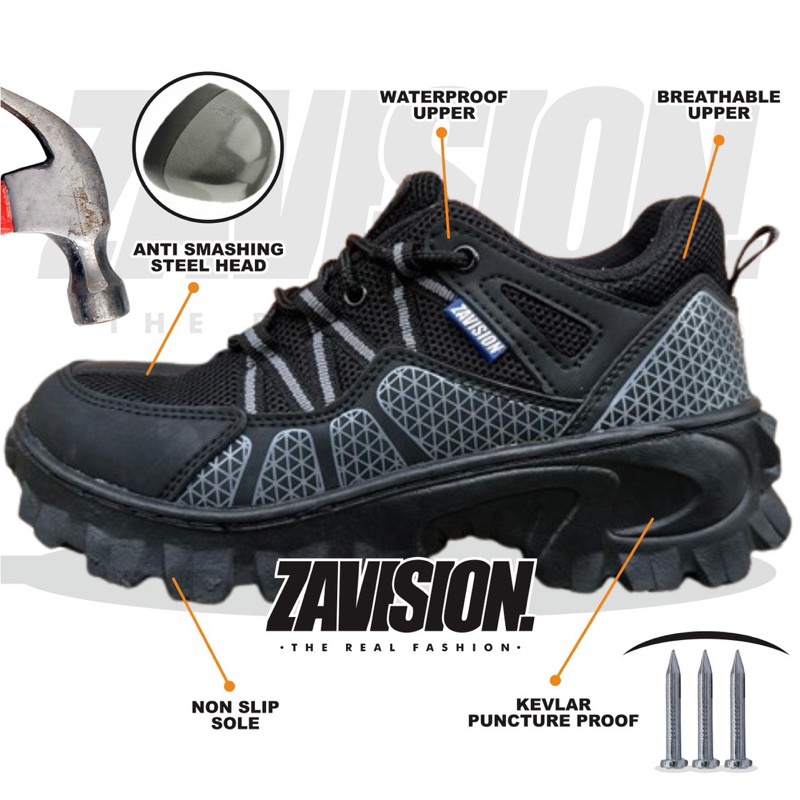 BEST SELLER ZAVISION SEPATU SAFETY UJUNG BESI SEPATU HIKING SEPATU GUNUNG ADVENTURE SHOES KARET