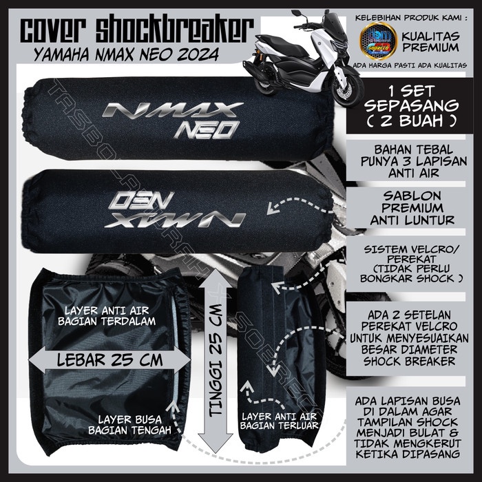 PREMIUM SARUNG PELINDUNG PENUTUP COVER SOKBREKER SHOCK BREAKER BELAKANG MOTOR YAMAHA NMAX NEO 2024