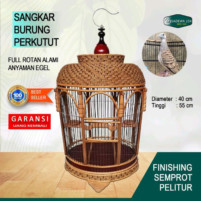 PREMIUM Kandang Burung Sangkar Burung Perkutut Full Rotan Alami Model Mataraman - Rotan Alami, Bahan