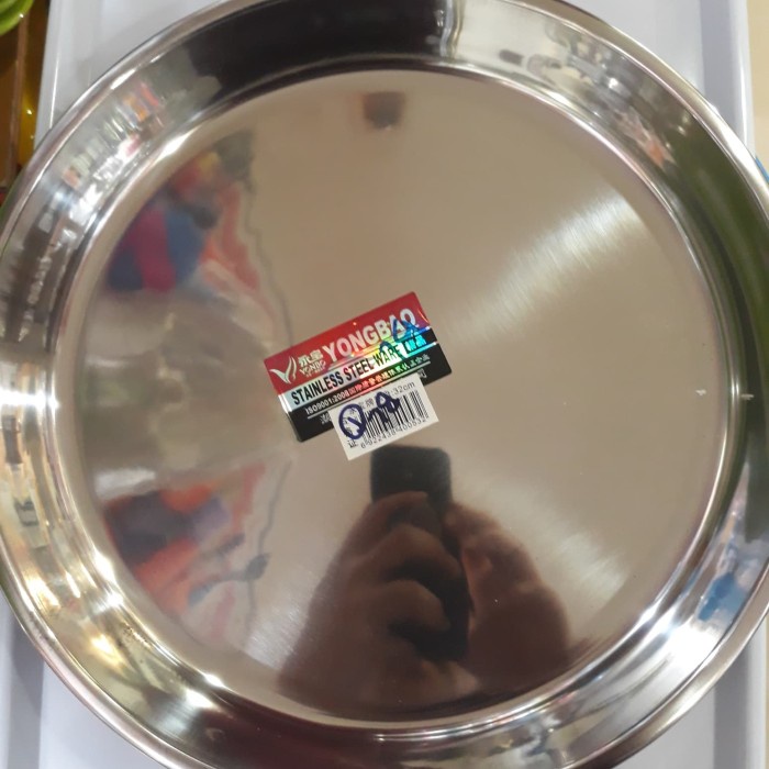 PREMIUM Nampan Stainless 37 CM Nampan Bulat Nampan Tebal Nampan Tinggi