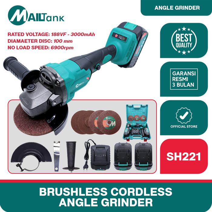MAILTANK SH221 Gerinda Baterai Brushles188VF Cordless Angle Grinder 6900rpm Mesin gerinda Baterai