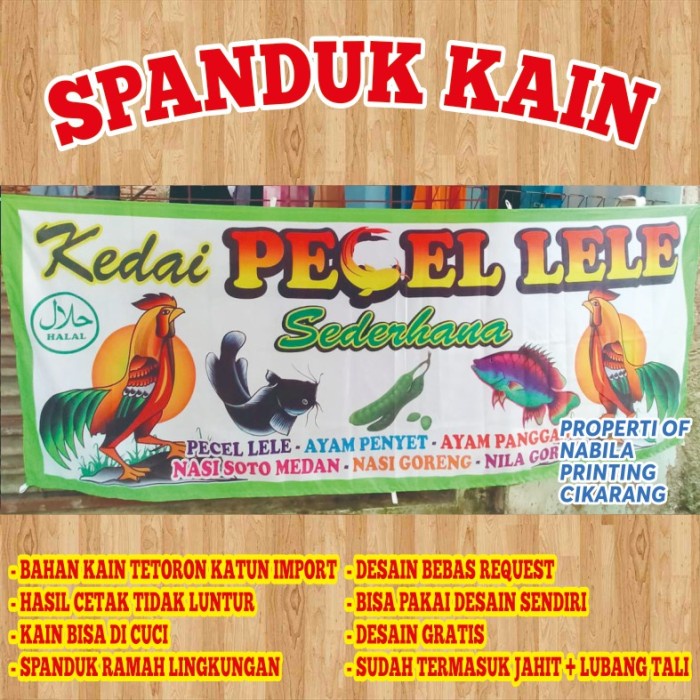 HOT SALE Spanduk Kain Pecel Lele / Seafood/ Lalapan / Soto / dll spanduk