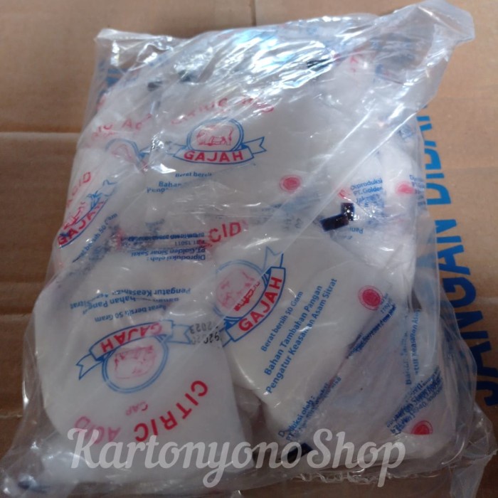 

Promo Terbatas Citric Acid Cap Gajah Citrun Asam Sitrat Kemasan Sachet Per Pak Aman