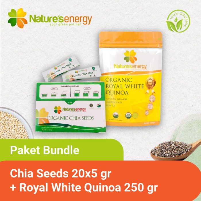 

NE Organic Chia Seeds Sachet 20x5gr+NE Organic Royal White Quinoa 250g