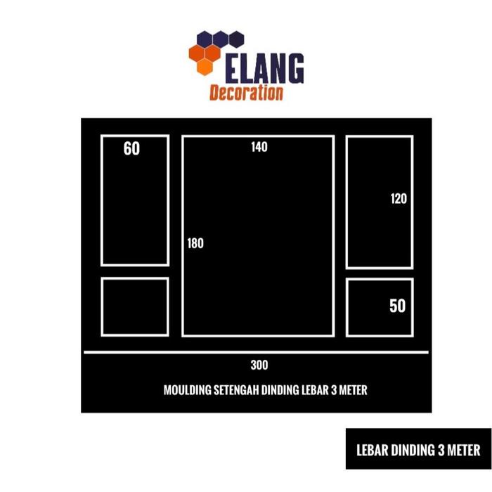 JTTOP" PAKET DEKORASI MOULDING SINGLE SETENGAH DINDING LEBAR 3 METER (LANGSUNG PASANG)