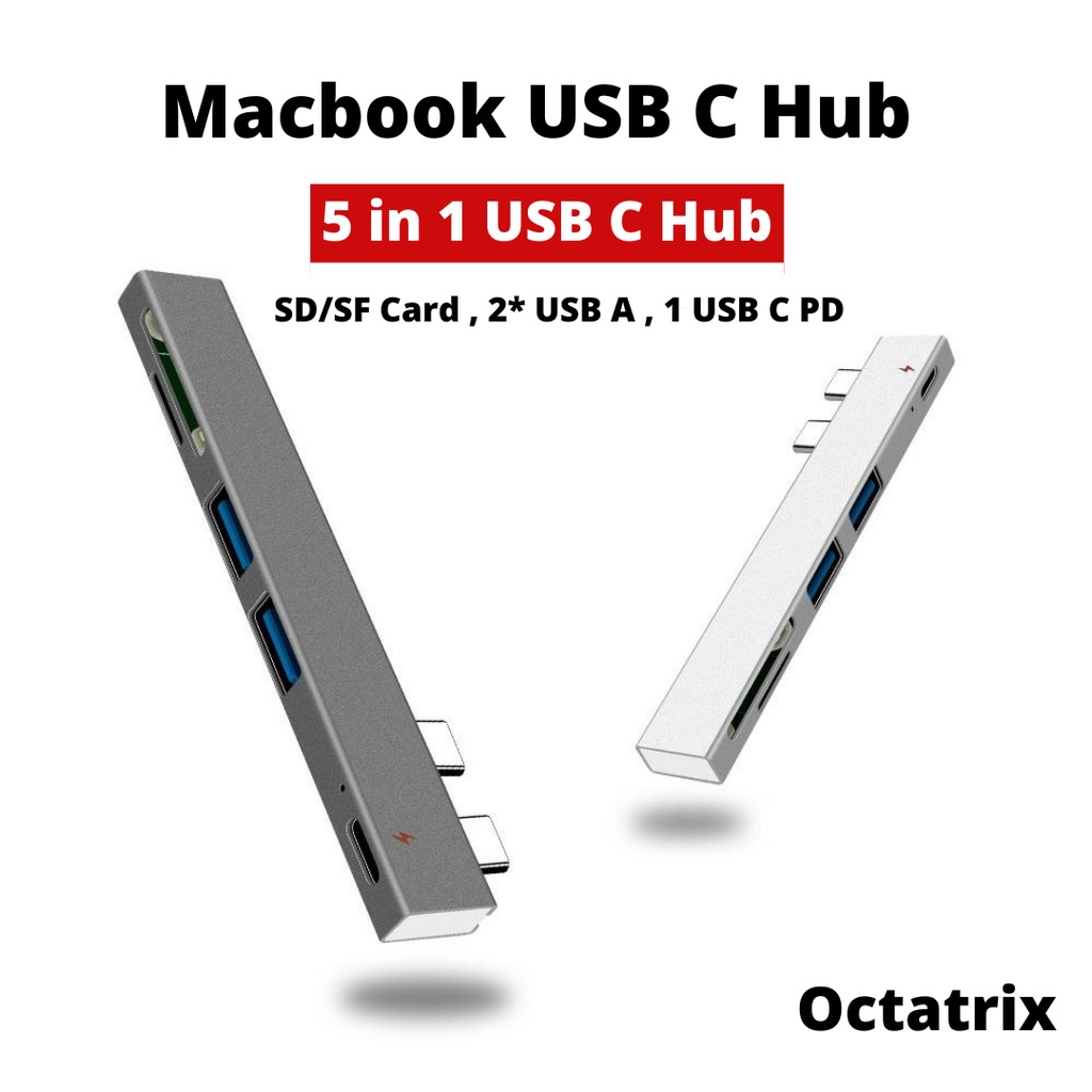 USB Hub Macbook 5 in 1 Modern Compact Adapter Converter Multi Port For Macbook Pro Air M1 2016 2017