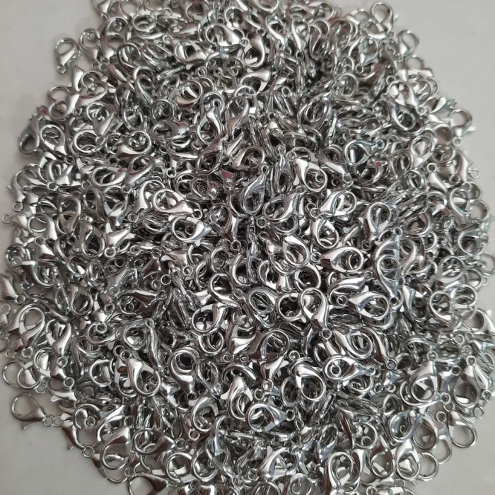 KAIT UDANG 14MM SILVER NKL 100 PCS ,KAITAN UDANG 14MM KOKOT UDANG 14MM