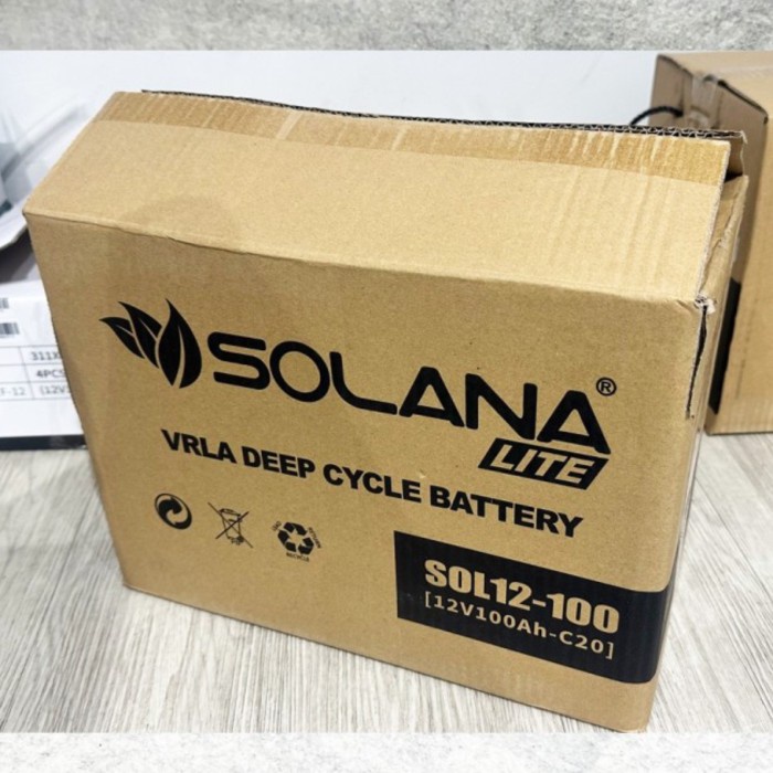 Paling Laris Aki Battery Accu Solana Lite 12V 100Ah Deepcycle Aki 12V 100Ah