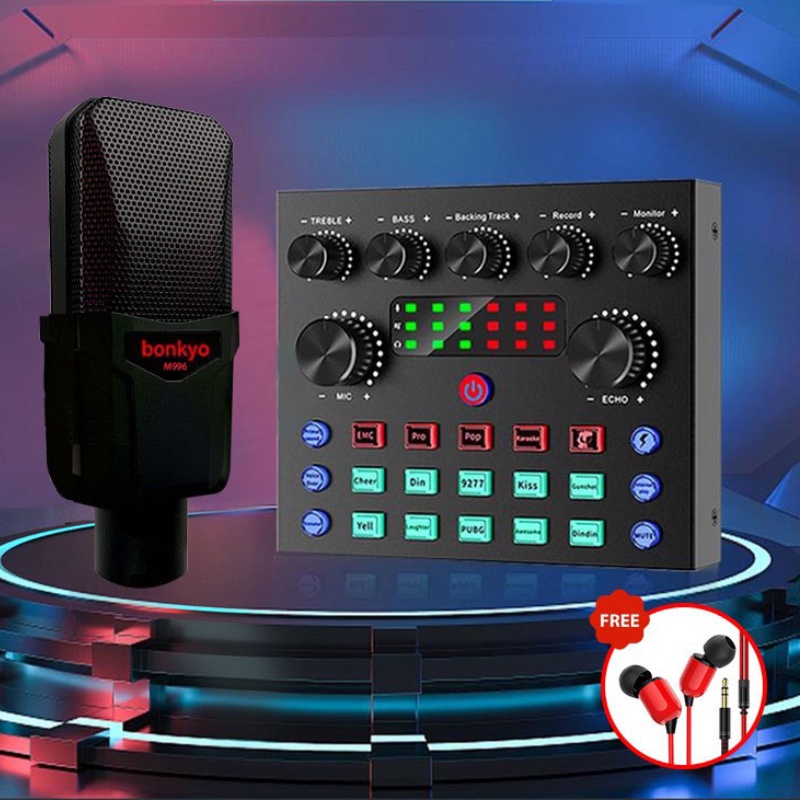 olla V8S+M996+ Headphone Berkabel 3m SoundCard set Bluetooth Audio Usb External - Sound Card