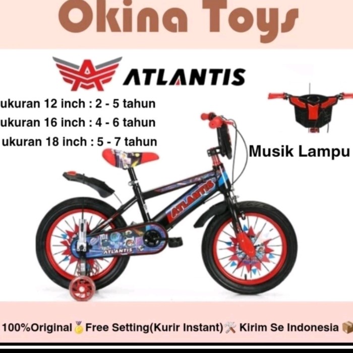 BMX Atlantis 16 18 inch Musik Lampu ban besar Sepeda Anak Laki