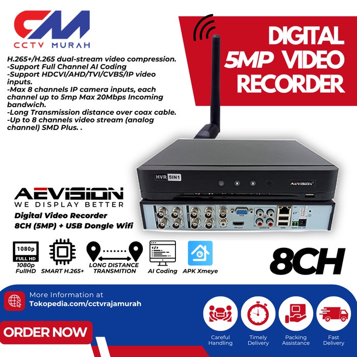DVR AEVISION 8CH HS-BH3008VH XMEYE 5MP
