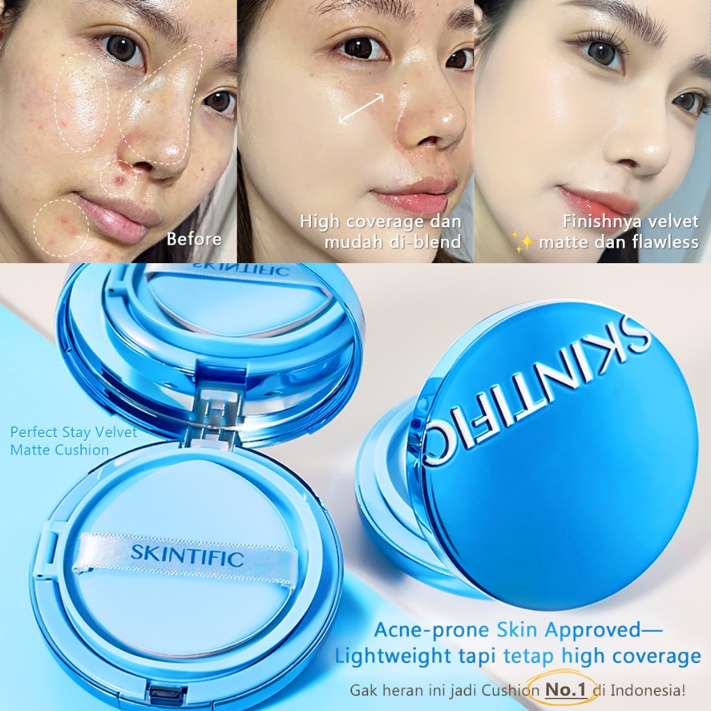 [100% Ori] Refill Cushion Biru SKINTIFIC Perfect Stay Velvet Matte Cushion 11ml Cushion Skintific
