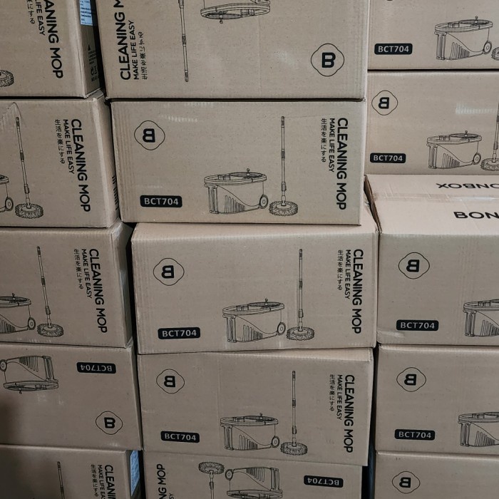 Hot Sale Alat Pel Lantai Spin Mop Super Mop Putar Bonbox Samono Kain Pel Fiber Original