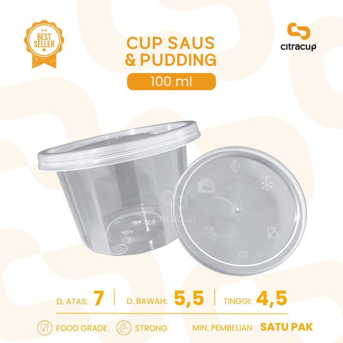 (Expert) Cup Saos Plastik / Cup Pudding / Gelas Agar / Selai DM 100ml
