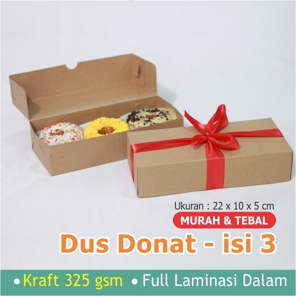 (Expert) Dus Coklat Donat Isi 3 / Box Donat / Dus Brownies M /Dus Roti/22x10x5