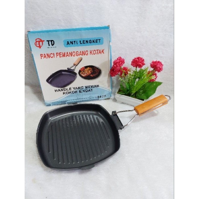 PANCI PANGGANG SQUARE GRILL PAN BBQ WAJAN TEFLON KOTAK BBQ BAKARAN STEAK ANTI LENGKET PREMIUM 20 24