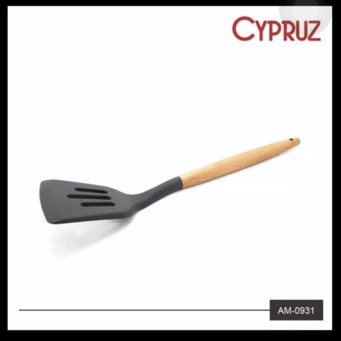 CYPRUS SPATULA SILICONE TURNER LUBANG AM-0931/SODET SUTIL SILIKON KAYU