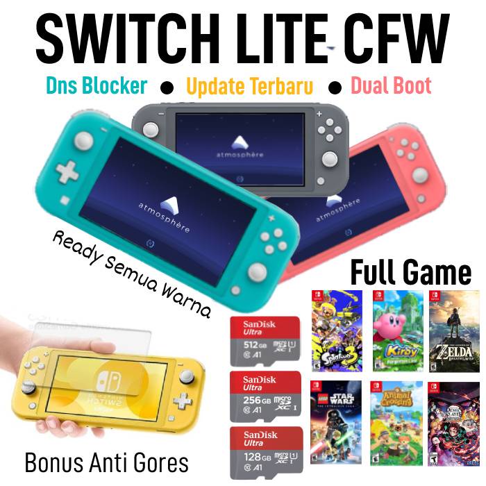 Nintendo Switch Lite CFW Full Game -new