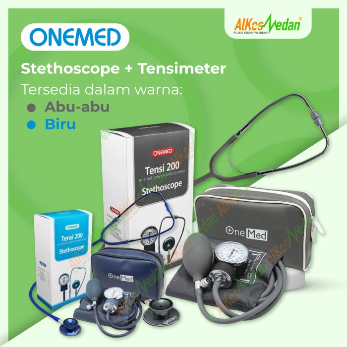 PAKET TENSIMETER STETOSKOP ONEMED / TENSIMETER ANEROID 200 ALKES MEDAN