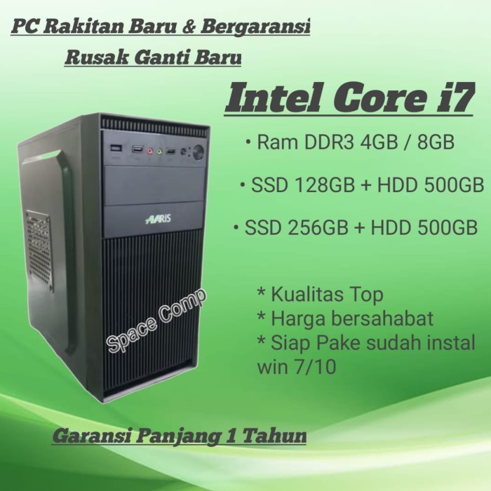 PC/CPU Rakitan Core i7 PC/CPU Komputer Baru dan Bergaransi