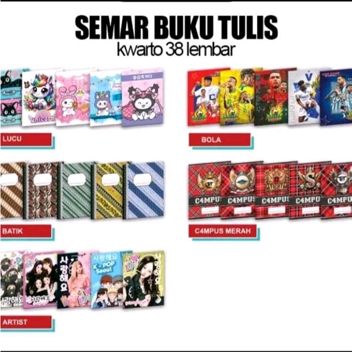 

Buku Tulis Semar Kwarto 38 Lembar (10Pcs) Murah