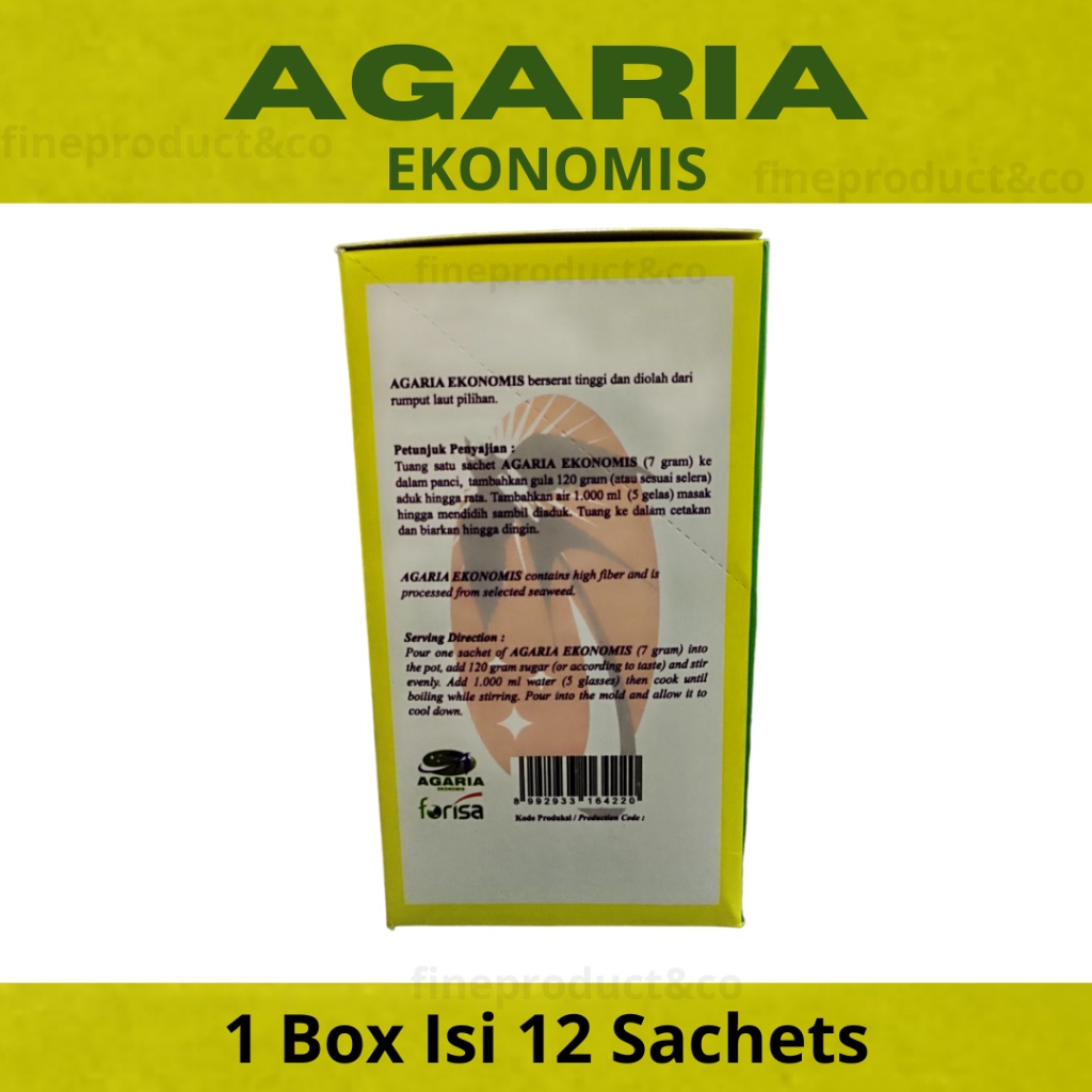 

A Agaria Agar Agar Ekonomis Berserat Tinggi 1 Box Isi 12 Sachets