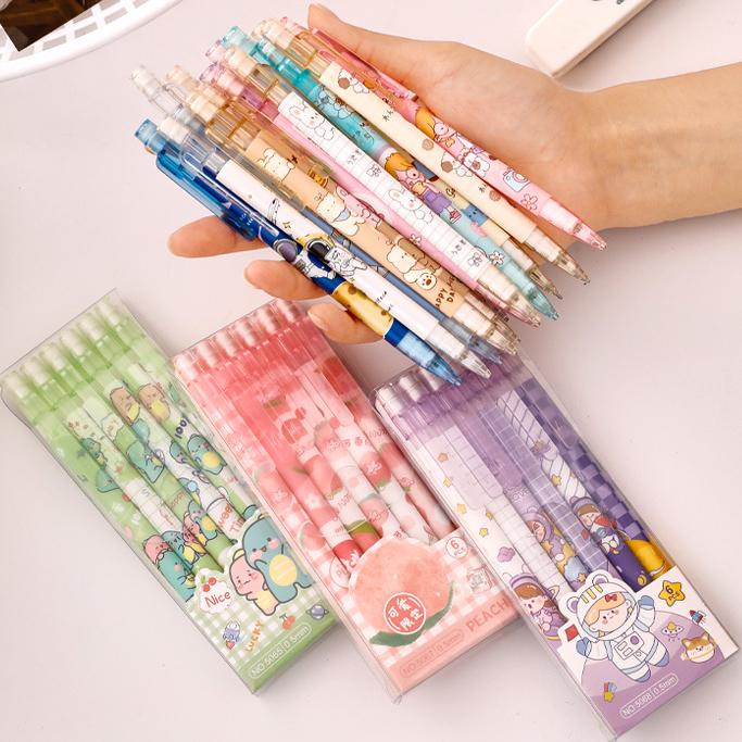 

1 Set 6Pcs Pensil Mekanik 0.5 Mm Motif Peach Dan Kartun Lucu / Pensil Mekanik 0.5 Mm Motif Lucu Imut
