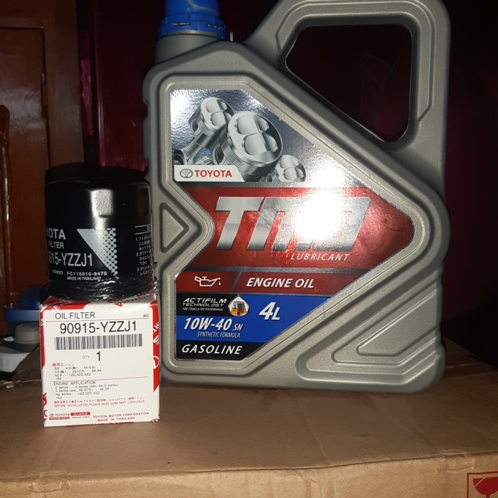 PAKET OLI MESIN.TOYOTA TMO 10W.40.MOBIL VIOS.LIMO.YARIS.2 ITAM ORIGINAL