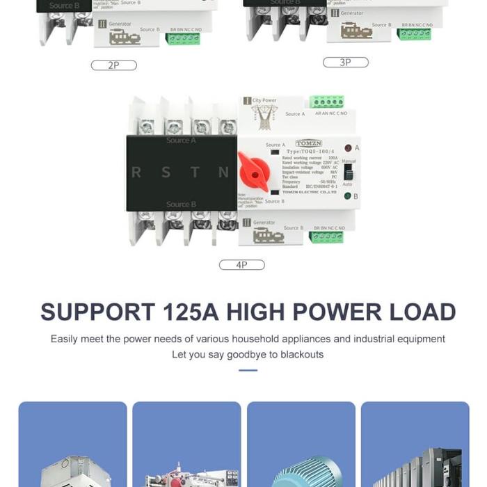 ATS Automatic Transfer Switch Tomzn 3 phase 4P