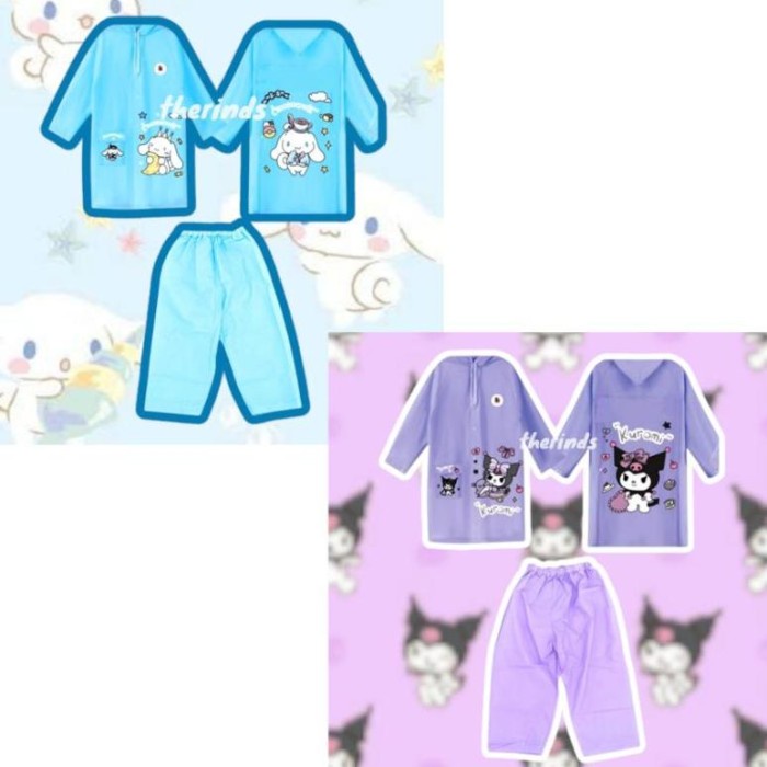 JAS HUJAN KUROMI CINNAMOROLL SETELAN JAS HUJAN ANAK KUROMI STICKER WATERPROOF JAS HUJAN KUROMI