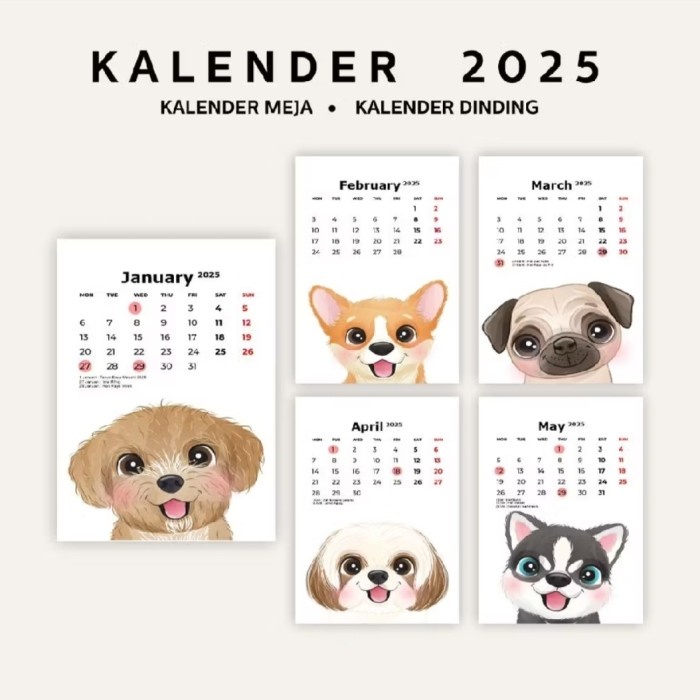 

pintar- Kalender 2025 Aesthetic Dinding Meja Motif Anjing