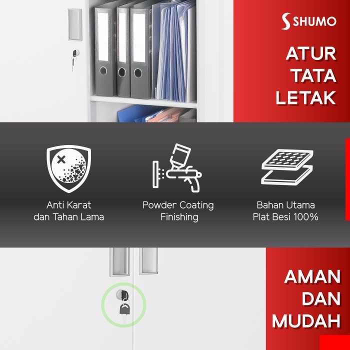 

pintar- SHUMO Super White Lemari Arsip Besi 2 Pintu Ayun Swing