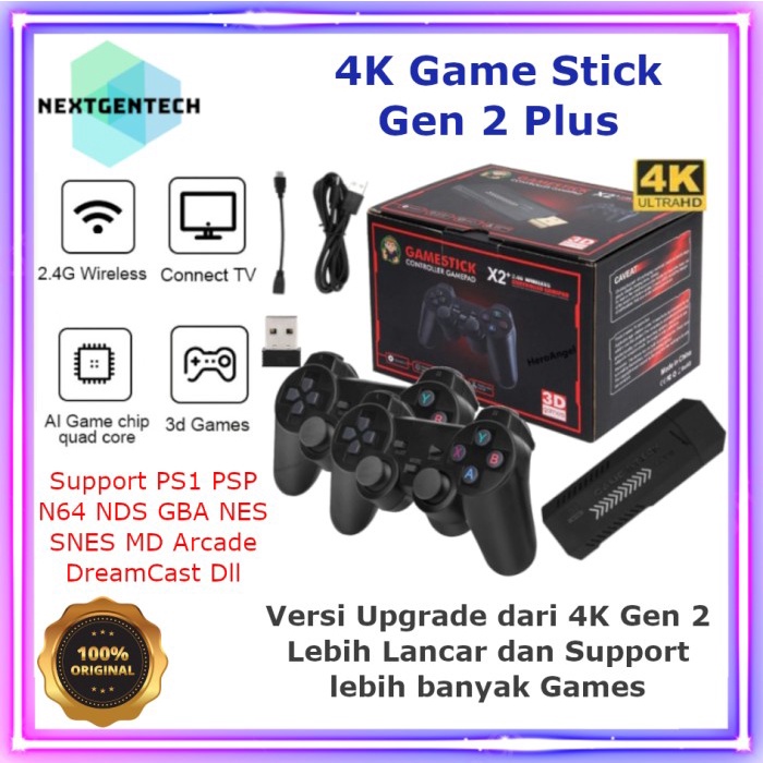 4K Game Stick Gen 2 Plus X2 Plus Game Console Wireless Gamepad HDMI