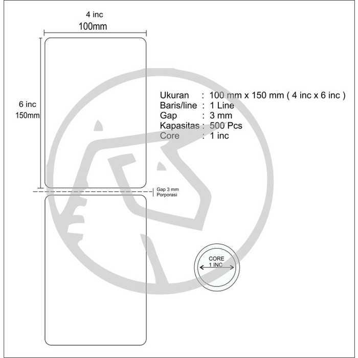 

pintar- Stiker Label Barcode Resi Thermal 100x150mm 100x150 mm 4" X 6